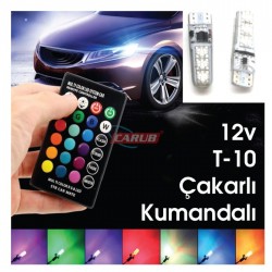 Çakarlı Park Ampülü 12 Led Rgb T10 Uzaktan Kumandalı Aydınlatma 0400241 