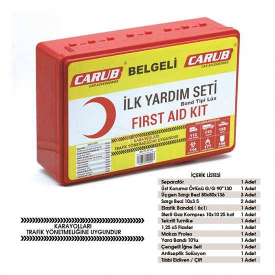 Bond Yönetmeliğe Uygun Belgeli İlk Yardım Seti Kutulu Kit Tüvtürk 5754004 