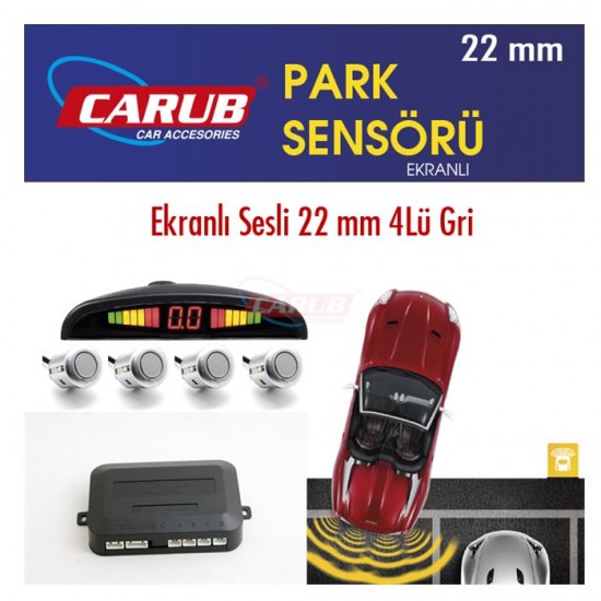 Carub Park Sensörü Ekranlı Sesli 22mm 4lü Gri 0015923 