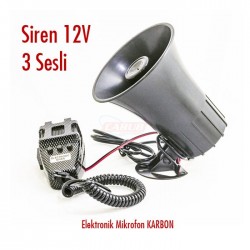 Carub Siren 12v 3 Sesli Elektronik Mikrofon Karbon 2744001 