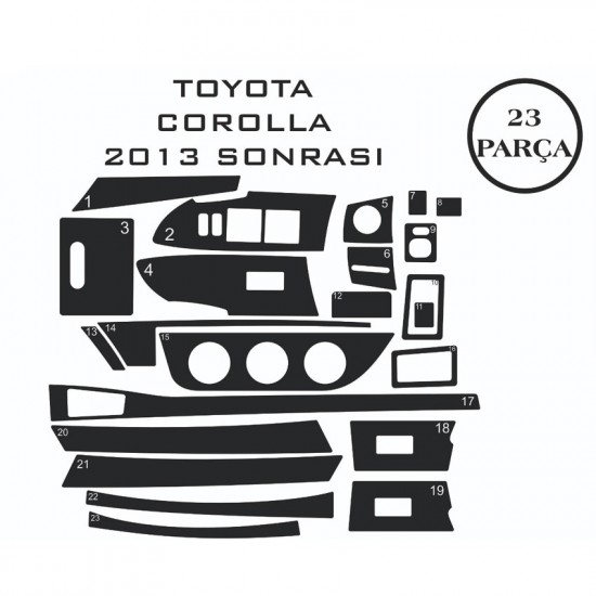 Toyota Corolla 13- 23 Parça Konsol Maun Kaplama