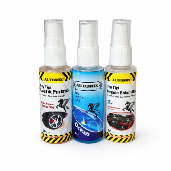 Automix Mini Bakım Seti Torpido Sütü, Parfüm, Lastik Parlatıcı