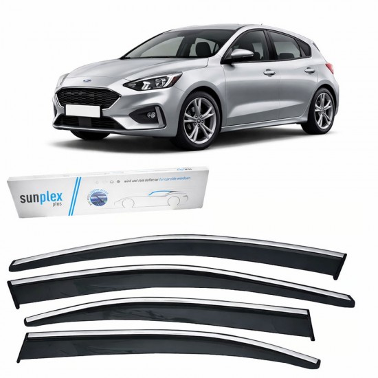 Sunplex Ford Focus 3/4 2011-2017 HB/SD Krom Cam Rüzgarlığı 4 Parça