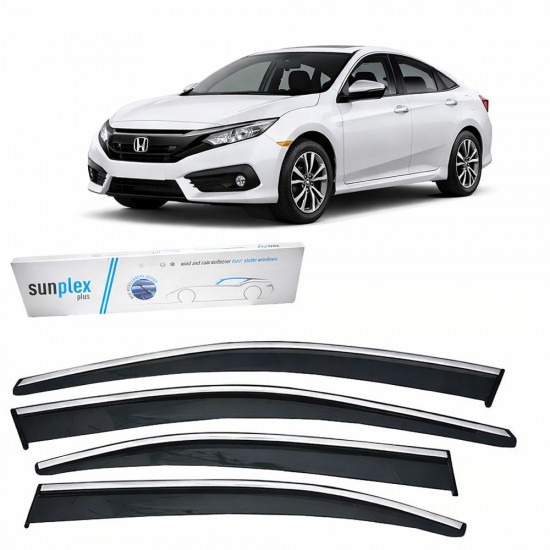 Sunplex Honda Civic 2015-2021 Krom Cam Rüzgarlığı 4 Parça