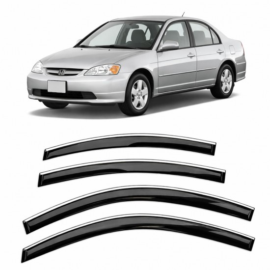 Carat Honda Civic 2001-2006 Slim Krom Cam Rüzgarlığı 4 Parça
