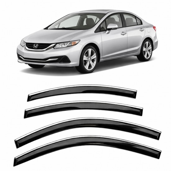 Carat Honda Civic 2012-2016 Slim Krom Cam Rüzgarlığı 4 Parça