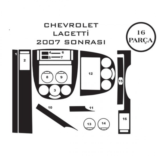 Chevrolet Lacetti 03- 16 Parça 07- Konsol Maun Kaplama