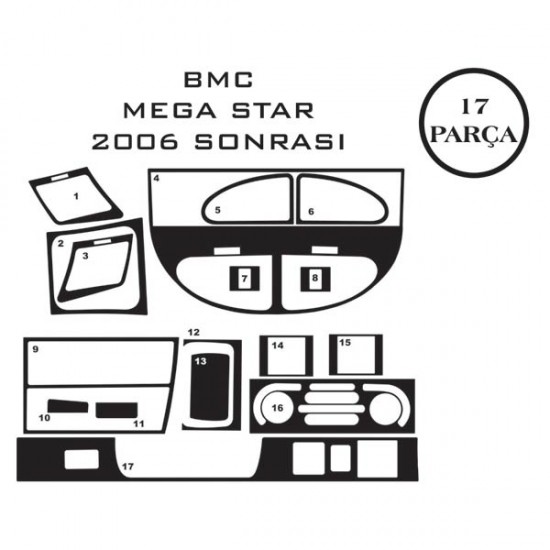Bmc Mega Star 06- 17 Parça Konsol Maun Kaplama