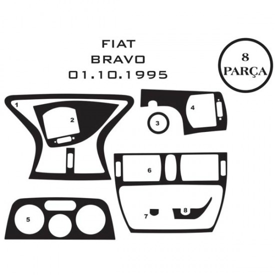 Fiat Bravo 08-13 8 Parça Konsol Maun Kaplama
