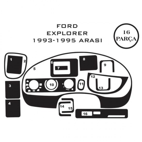 Ford Explorer 91-94 16 Parça Konsol Maun Kaplama