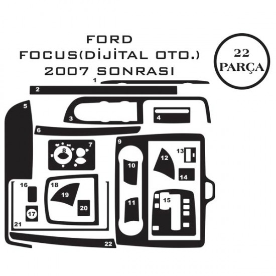 Ford Focus 08-11 21 Parça Oto.Vitesli Konsol Maun Kaplama
