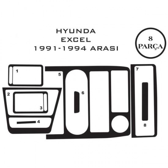 Hyundai Excel 91-95 8 Parça Konsol Maun Kaplama