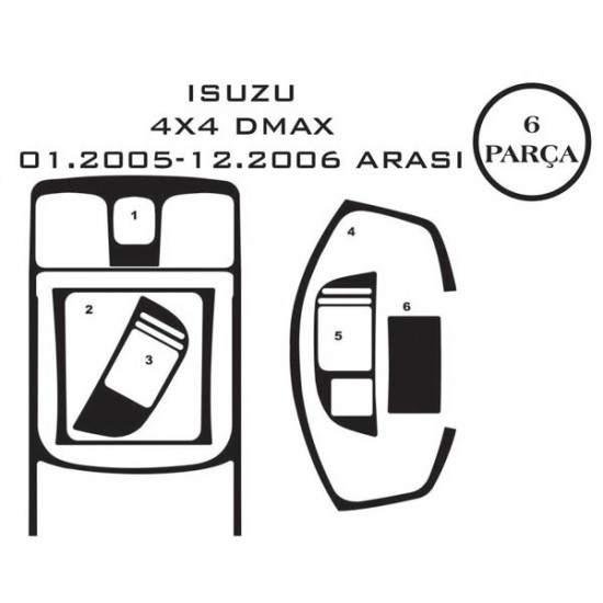Isuzu D-Max 12- 6 Parça Konsol Maun Kaplama