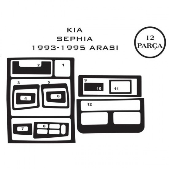 Kia Sephia 92-97 12 Parça Konsol Maun Kaplama