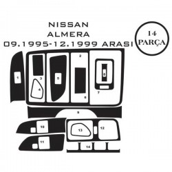 Nissan Almera 95-00 14 Parça Konsol Maun Kaplama
