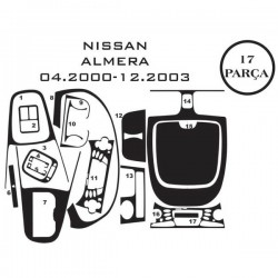 Nissan Almera 00-06 17 Parça Konsol Maun Kaplama