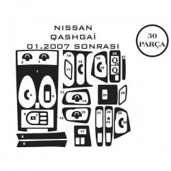 Nissan Qashqai 06-13 30 Parça Konsol Maun Kaplama