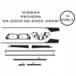 Nissan Primera 02-07 12 Parça Konsol Maun Kaplama