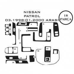 Nissan Patrol 97-13 18 Parça Konsol Maun Kaplama