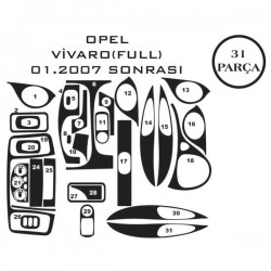 Opel Vivaro 01-14 31 Parça Konsol Maun Kaplama