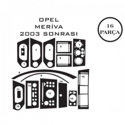 Opel Meriva 03-10 16 Parça Konsol Maun Kaplama