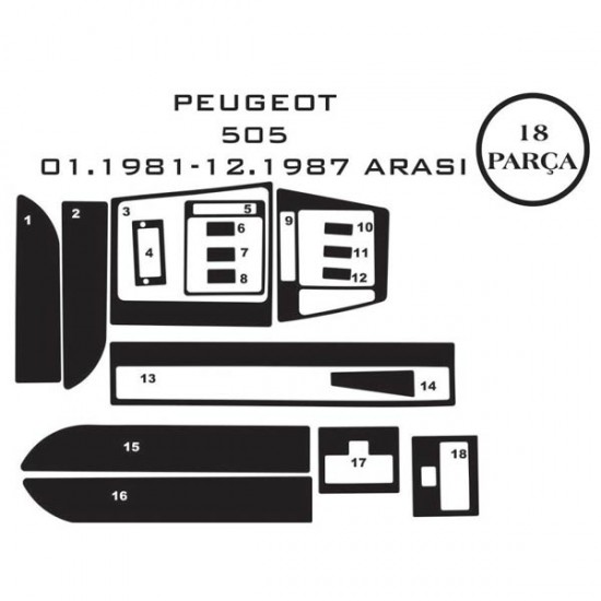 Peugeot 505 79-92 18 Parça Konsol Maun Kaplama