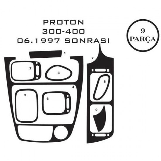 Proton 300-400 97- 9 Parça Konsol Maun Kaplama