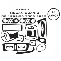 Renault Scenic 1 96-02 18 Parça Konsol Maun Kaplama