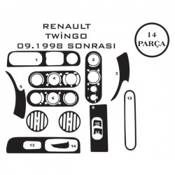 Renault Twingo 93-02 14 Parça Konsol Maun Kaplama