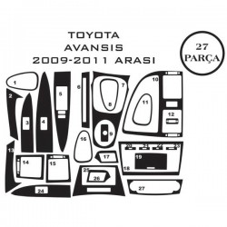 Toyota Avensis 09- 27 Parça Konsol Maun Kaplama