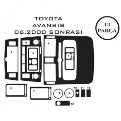 Toyota Avensis 03-09 13 Parça Konsol Maun Kaplama