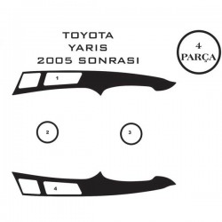 Toyota Yaris 05-13 4 Parça Konsol Maun Kaplama