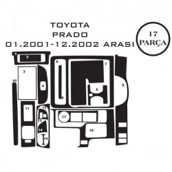 Toyota Prado 02-09 17 Parça Konsol Maun Kaplama