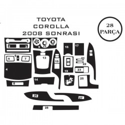 Toyota Corolla 07-13 28 Parça Konsol Maun Kaplama