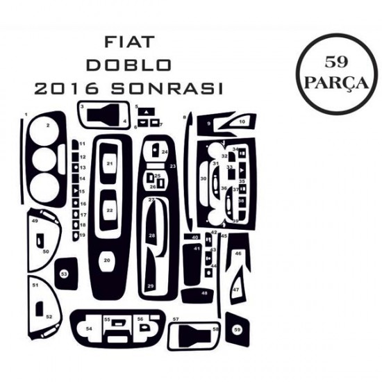 Fiat Doblo 15- 59 Parça Konsol Maun Kaplama