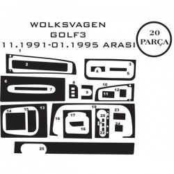 Volkswagen Golf 3 91-97 20 Parça Konsol Maun Kaplama