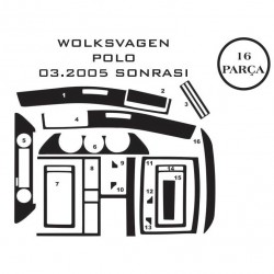 Volkswagen Polo 02-09 16 Parça Konsol Maun Kaplama