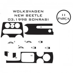 Volkswagen Beetle 97-11 11 Parça Konsol Maun Kaplama