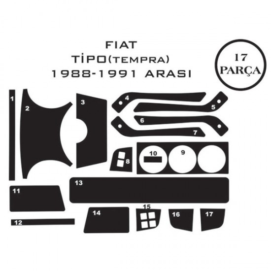 Fiat Tipo 88-95 17 Parça Konsol Maun Kaplama